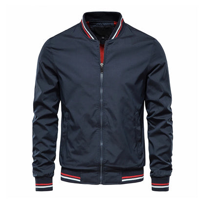 Men's Solid Color Autumn Bomber Jacket - Casual Baseball Outerwear