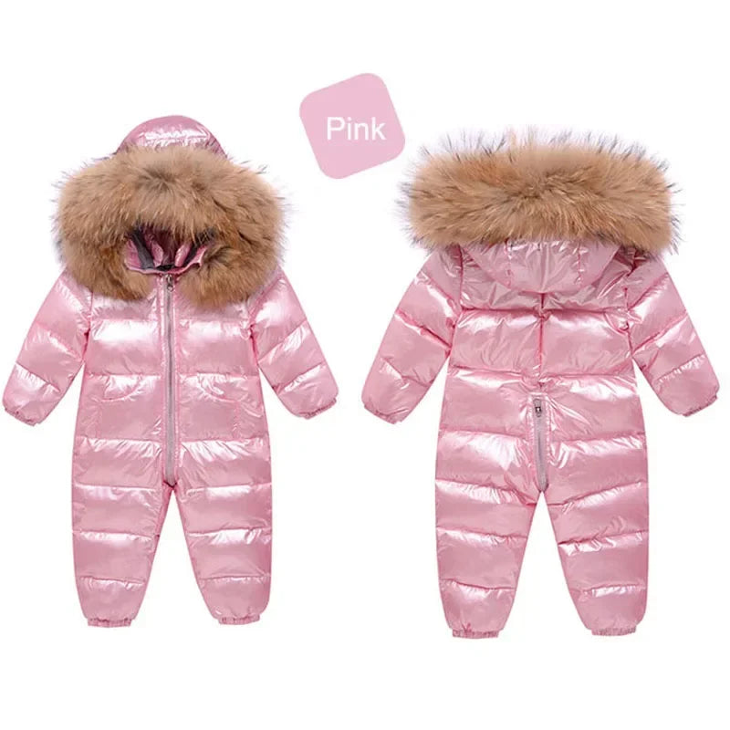 Winter Jumpsuit Overalls for Girls Children Thick Ski Suit Boys Duck Down Jacket Toddler Baby Snowsuits Outerwear Warm Coat 0-3Y