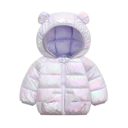 1-6 Years Colorful Autumn Winter Girls Jacket Thick Keep Warm Little Ears Hooded Coat For Kids Children Padded Cotton Outerwear