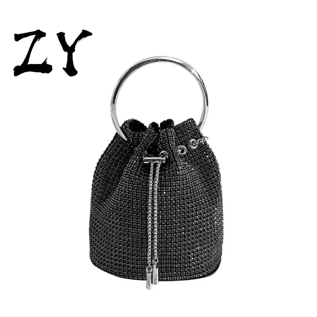 Full A rhinestone Bucket Bag Full Of Diamond bag fashion studded Joker slung hand bill of lading shoulder dinner bag