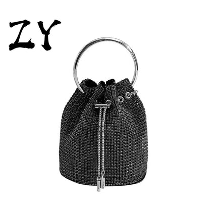 Full A rhinestone Bucket Bag Full Of Diamond bag fashion studded Joker slung hand bill of lading shoulder dinner bag