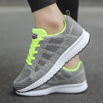 New Sneakers For Women Breathable Fashion Trainers Plus Size Women Sneakers Mesh Fabric Lace Up Women Shoes Female Footwear