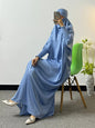 Ramadan Modesty Prayer Dress Women Jilbabs Kaftan Muslim Abayas Smocking Sleeve Dresses