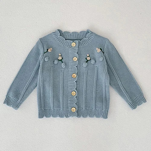 Autumn Winter Korean Style Toddler Baby Girls Sweater Coat Long Sleeved Solid Color Newborn Baby Girls Knitting Cardigan