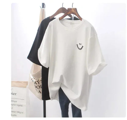 Summer new women's short-sleeved explosive loose cotton white t-shirt top women