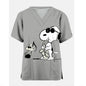 Medical Blouse Clinic Hospital Workwear Healthcare Nurse Snoopy print Uniform Carer Working Short Sleeve Tops Women T-shirt Nurs