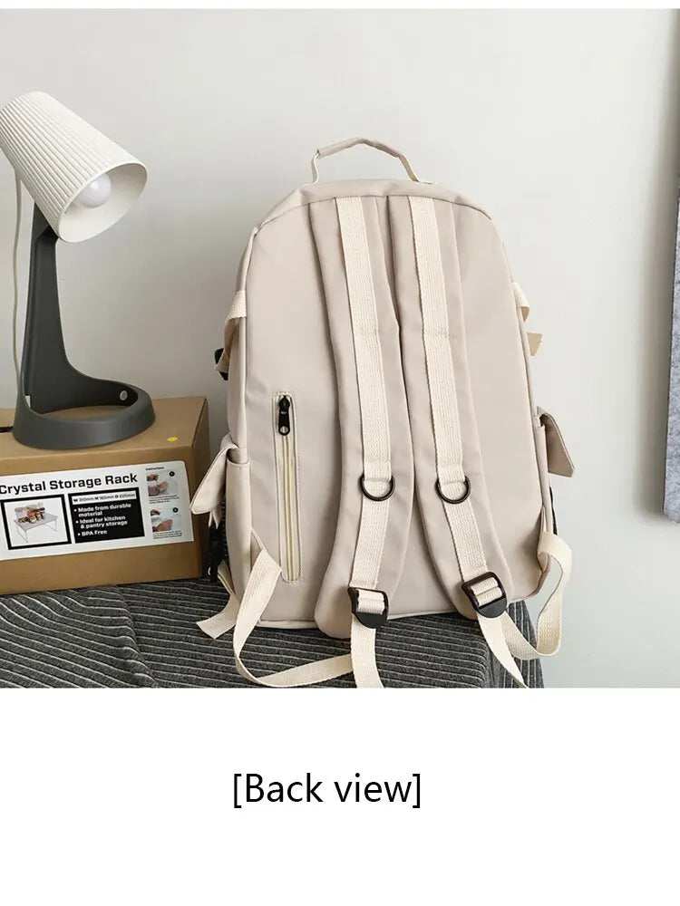 A Load Of Multi-pocket Men and Women Universal Nylon Large-capacity Leisure Simple Schoolbag Insert Buckle Computer Backpack