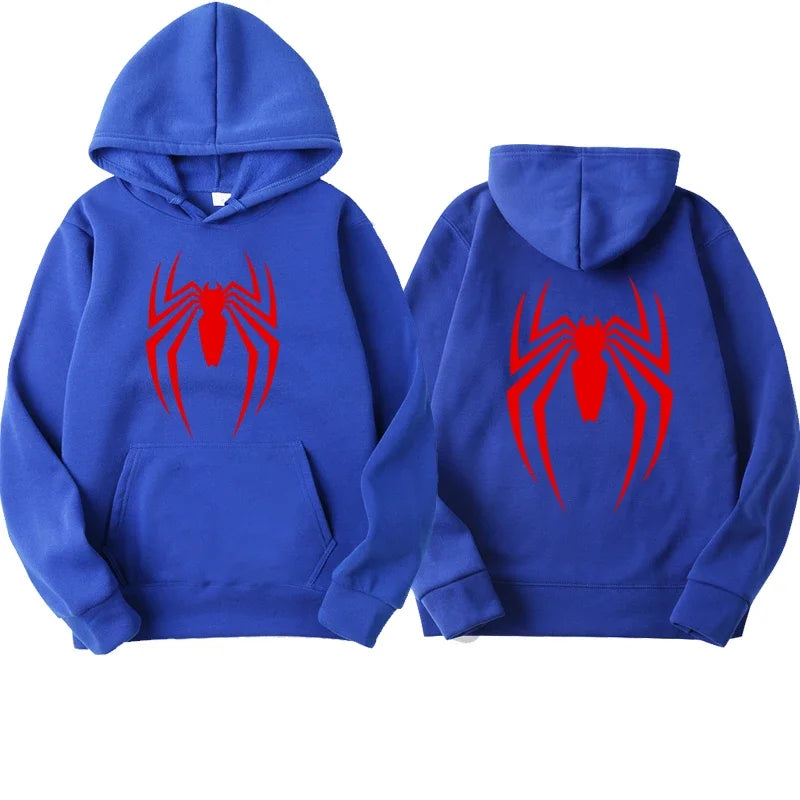 Autumn and Winter New Men's Hoodie Street Fashion Spider Print Sweatshirt Fleece Casual Fun Loose Hoodie Spiderman Men's Top