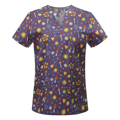 S-XXL Pet Grooming doctor Work Clothes 100%Cotton Scrubs Workwear Men and Women Uniforms Wholesale Printing Scrubs Tops/shirts