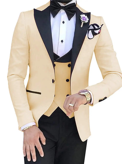 Men 3 Pieces Suits For Men Custom Made Groom Groomsmen Tuxedos Wedding Men Suit Terno Masculino(Jacket+Pant+Vest)