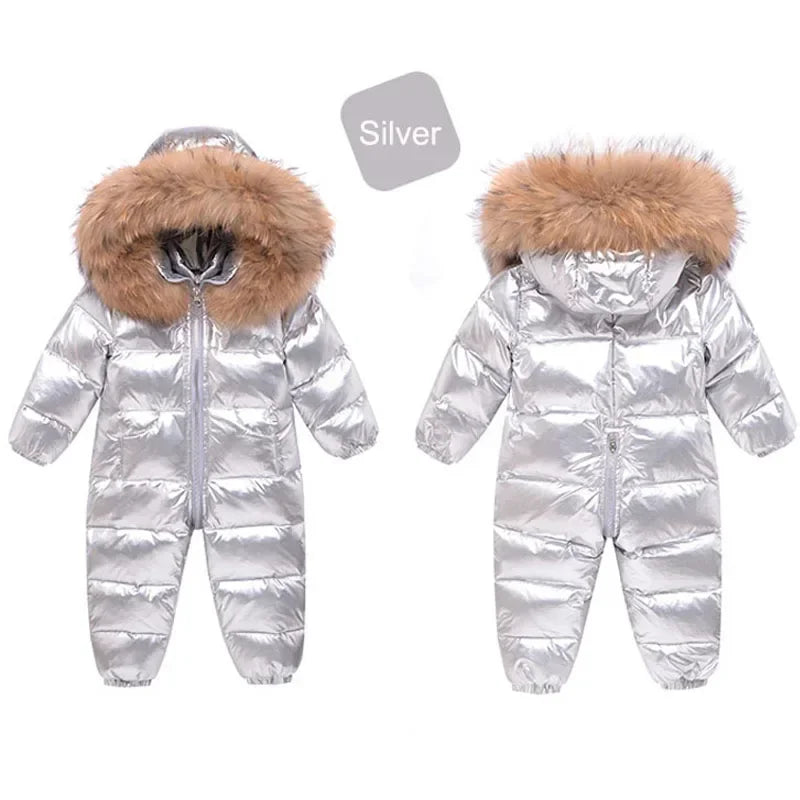 Winter Jumpsuit Overalls for Girls Children Thick Ski Suit Boys Duck Down Jacket Toddler Baby Snowsuits Outerwear Warm Coat 0-3Y