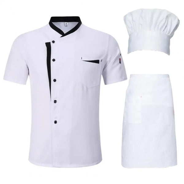 Chef Hat Apron Set Professional Chef Uniform Set 3-piece Hat Apron Shirt Combo for Hotel Kitchen Restaurant Cooking Unisex