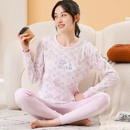 Teens Pijamas Long Sleeve Cotton Pyjamas Kids Clothes Sets Cartoon Big Boy Sleepwear Cute Pajamas For Girls 10 12 14 16 18 Years