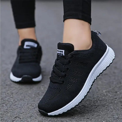 New Sneakers For Women Breathable Fashion Trainers Plus Size Women Sneakers Mesh Fabric Lace Up Women Shoes Female Footwear