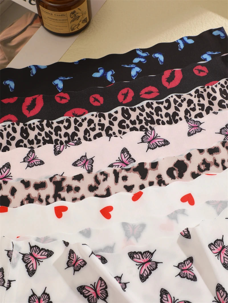 3Pcs Seamless Women's Panties S-XXL Sexy Butterfly Briefs Fashion Leopard Heart Breathable Female Comfortable Cozy Sexy Lingerie