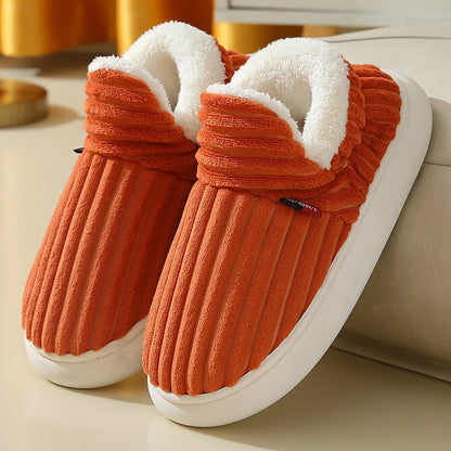 Bebealy Winter Men Shoes Winter Short Plush Men Slippers Outdoor Fur Non-slip House Shoes Casual Fuzzy Soft Cozy Men Shoes Women