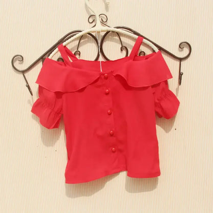 Summer School Girls White Blouse Shirts For Kids Girl Blouses Solid Color Chiffon Tops Baby Toddler Teenager Children Clothes