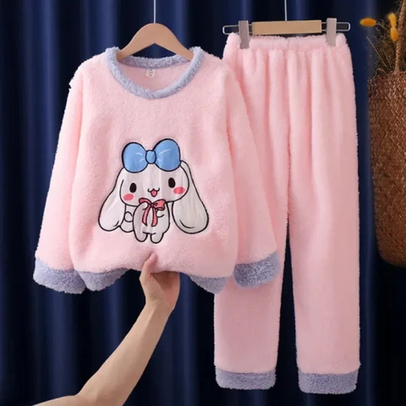 New Winter Children Pajamas Girls Princess Loungewear Coral Fleece Kids Pijamas Warm Flannel Sleepwear Homewear teen Pyjama Set