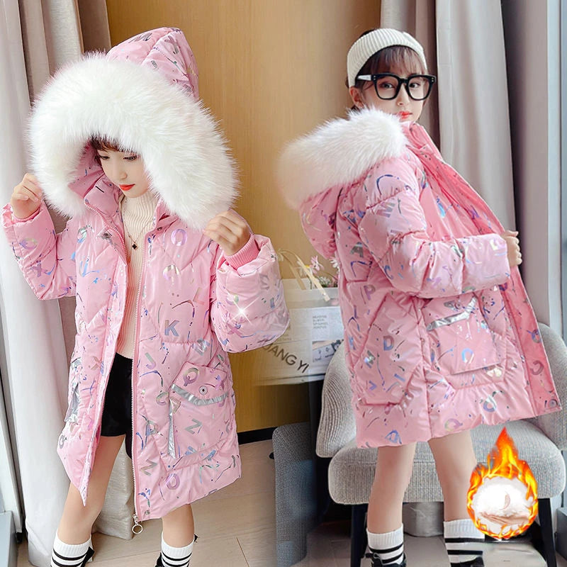 Kids Parkas Children Clothing 2025 Toddler Girl Warm Clothes Thicken Cotton Clothes Jacket Winters Fashion 7 8 9 10 12 14 Years