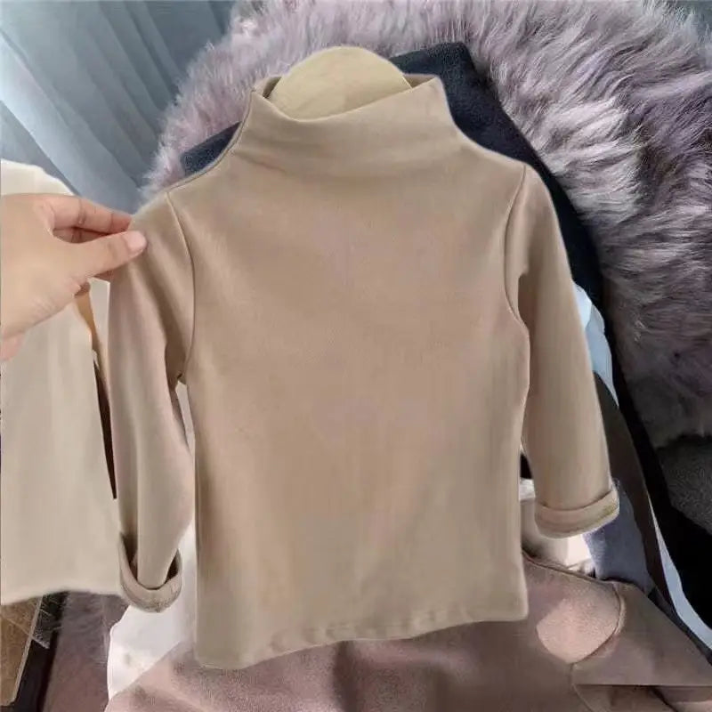 2025 Autumn Winter Girls Boys Casual Soft Warm Long Sleeve T-shirts Kids Casual Tee