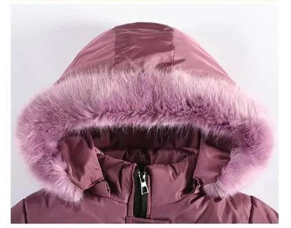 Girls Jacket Furball Thicken Warm Little Princess Coat Hooded Zipper Fur Collar Outerwear Autumn Winter 4 5 6 7 8 9 10 New Years