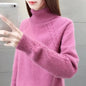 Women's Turtleneck Sweater Fall Winter New Loose Warm Knit Pullover Tops Candy Colors Knitwear Jumper Korean Soft Casual Poleras