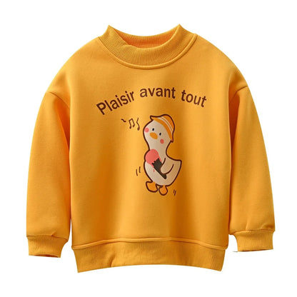 Fleece Children Sweatshirts Winter Plus Velvet T-shirts for Kids Cartoon Boys Girls Blouse Thicken Baby Pullover Toddler Outfits