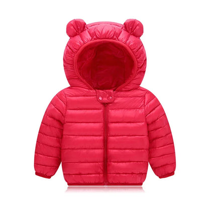 Cute Baby Girls Winter Clothes Kids Light Down Coats with Ear Hoodie Spring Girl Jacket Toddler Children Clothing for Boys Coat