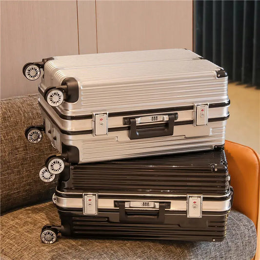 Aluminum Frame Carry-On Suitcase Luggage Mute Trolley Case Universal Wheel Durable And Sturdy Password Valise De Voyage