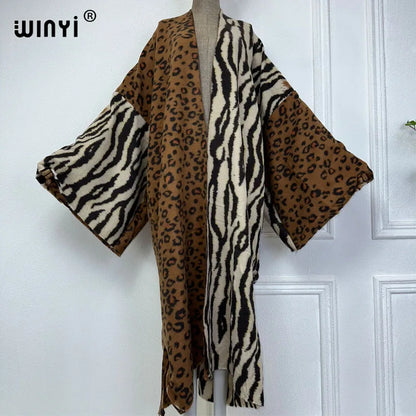 WINYI winter coat Africa women Retro print tassel Luxury Fur Loose OverCoat Thick Warm long down coat Europe cardigan new abaya