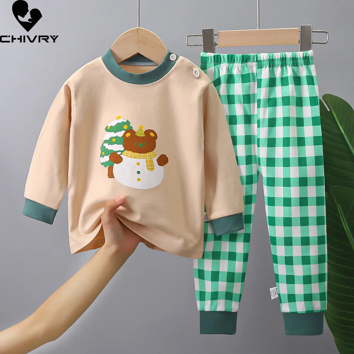 2025 New Kids Autumn Warm Pajamas Baby Boys Girls Cartoon Dinosaur Long Sleeve T-Shirt with Pants Pyjamas Toddler Clothing Sets