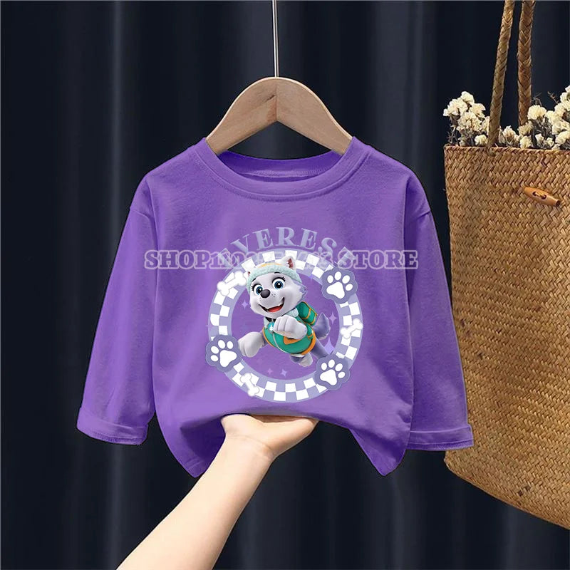 Paw Patrol Long Sleeve Autumn Winter Children Chase Skye Tops Cartoon Anime Boys & Girls Baby Base T-shirt Clothing Kids Gift