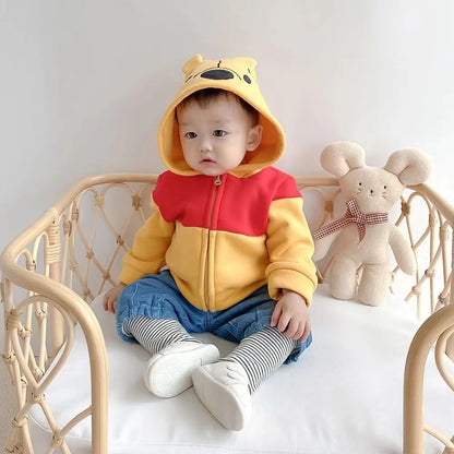 Autumn Winter Baby Boys Girl Zipper Jacket Kid Warm Coat Thick Parka Children Clothing Cartoon Winnie Pooh Outerwear Pajama Tops