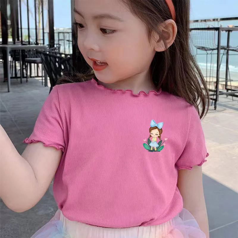 Girls Short T Shirt Budak Perempuan Chiffon Kids Tshirt Baby Girl Trendy Baju Kanak Kanak Perempuan Girl Clothing