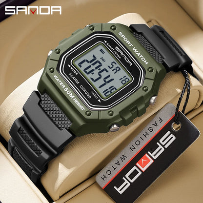 SANDA 2156 Fashion Men's Watches Waterproof Sports Watch For Man Military S-style Shock Stopwatch Shockproof Digital Wristwatch