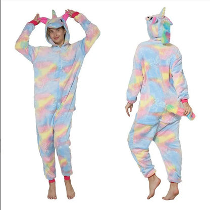 Women Pijama Animal Jumpsuit Onesie Kigurumi Unicorn Suit Shark Bodysuits Adult Flannel Sleepwear Full Body Winter