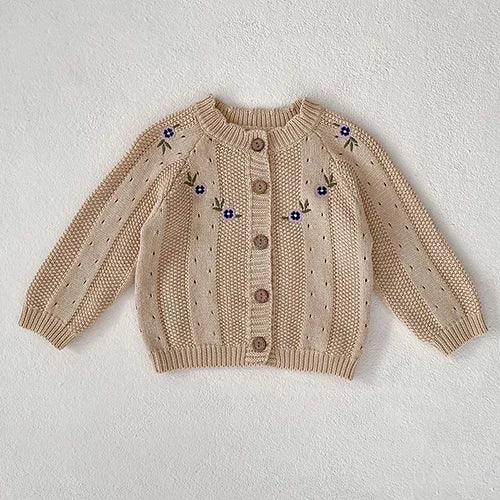 Autumn Winter Korean Style Toddler Baby Girls Sweater Coat Long Sleeved Solid Color Newborn Baby Girls Knitting Cardigan