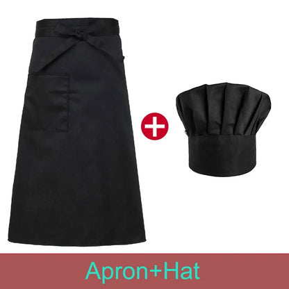 Uniform Set Cooking Apron Catering Cap Hotel Chef Pinafore Man Restaurant Kitchen Cook Work Apron Bakery Cafe Woman Waiter Hat