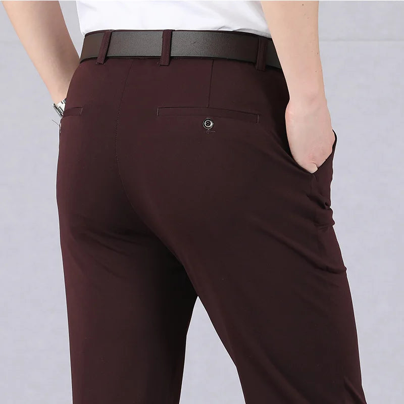 Men‘s Suit Pants Spring and Summer Male Dress Pants Business Office Elastic Wrinkle Resistant Big Size Classic Trousers Male