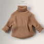 Autumn Winter New Baby Boys Girls Turtleneck Sweaters Kids Pullover Top Solid Color Knitted Bottoming Sweaters Children Clothing