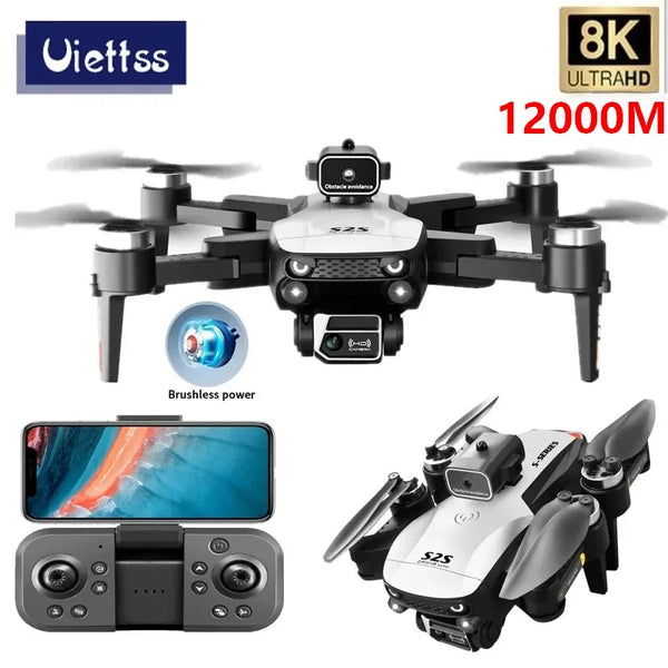 New S2S Mini Drone Profesional 8K HD Camera Fly 25Min Obstacle Avoidance Brushless Foldable Quadcopter Optical Flow RC Dron