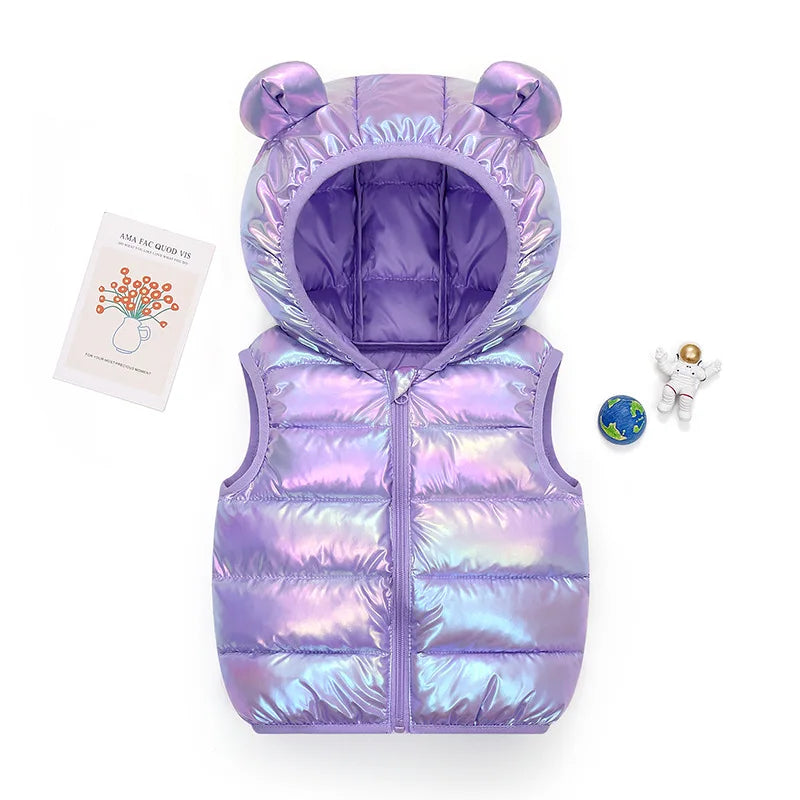 Autumn Winter Children Warm Down Vest Baby Cotton Waistcoat Kids Outerwear Vest Children Clothing Boys Girls Hooded Jackets Coat