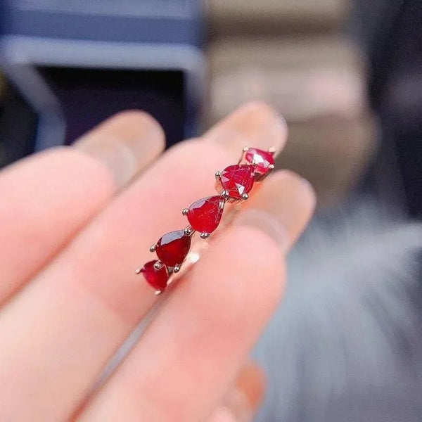 Natural Pigeon Blood Ruby Ring 3mm*4mm Natural Ruby Ring 925 Silver Jewelry Pandora 925 Original Rings