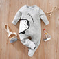 Spring And Autumn Style Boys And Girls Cute Cartoon Penguin Printed Cotton Comfortable Long Sleeve Baby Wrap Foot Bodysuit