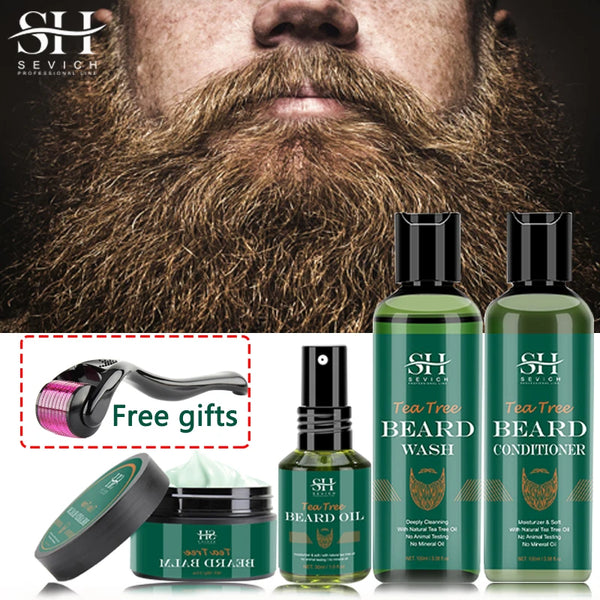 2025 Beard Growth Kit For Men Nourishing Moisturizing Moustache Growth Enhancer Oil Tea Tree Anti Hair Loss Shampoo Beard Care