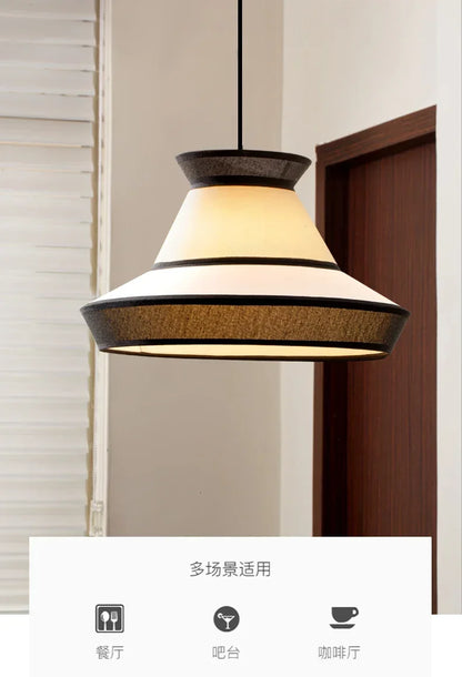 Japanese Minimalist Wabi-sabi Fabric Art Decorative Pendant Ligths LED E27 Modern Interior Lighting Restaurant Bedroom Homestay