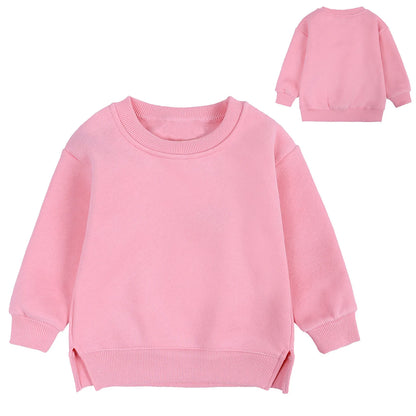 1 2 3 4 5 Years Toddler Boys Girls Pullover Autumn Winter Fleece Sweatshirt Children Solid Color Long Sleeve Tops Hoodie Blouse