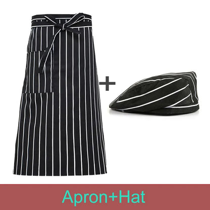 Uniform Set Cooking Apron Catering Cap Hotel Chef Pinafore Man Restaurant Kitchen Cook Work Apron Bakery Cafe Woman Waiter Hat