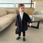 Winter Grid Jackets Boys Girl Woolen Double-breasted Baby Boy Trench Coat Lapel Autumn Kids Outerwear Coats Wool Overcoat