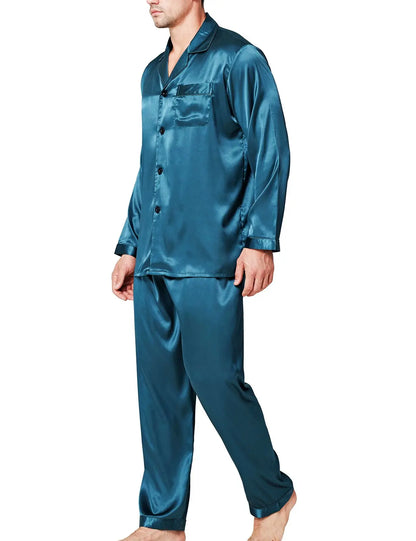 Mens Silk  Satin  Pajamas Set   Pyjamas  Set   Sleepwear  Loungewear  S~4XL